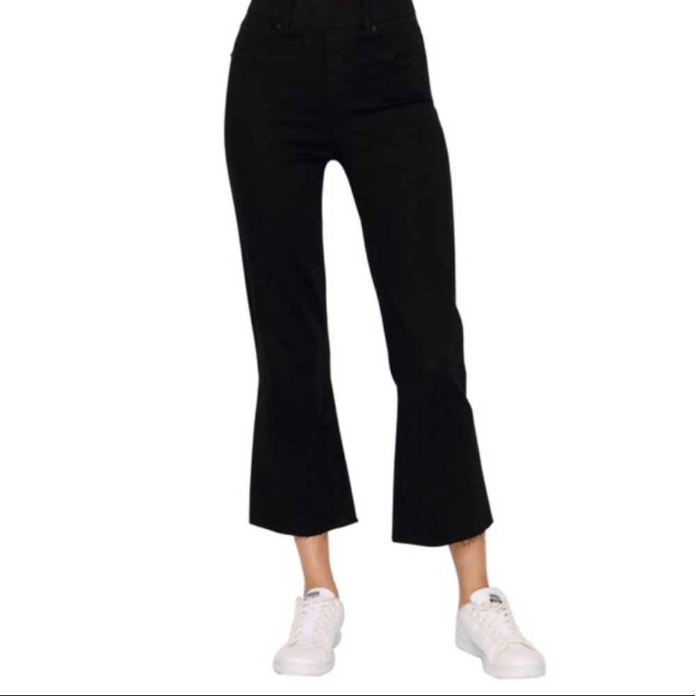 Spanx cropped black flare jeans